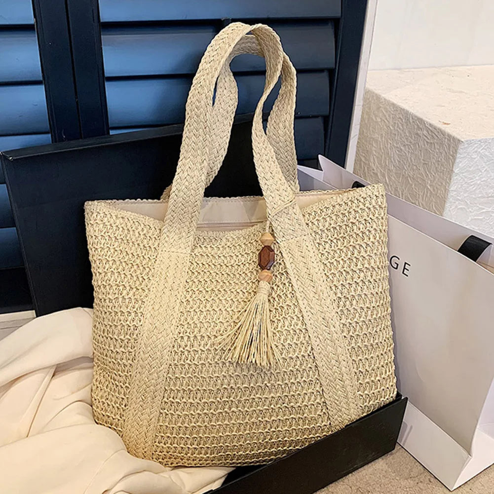 Bolsa de palha tramada para o verão la rosa