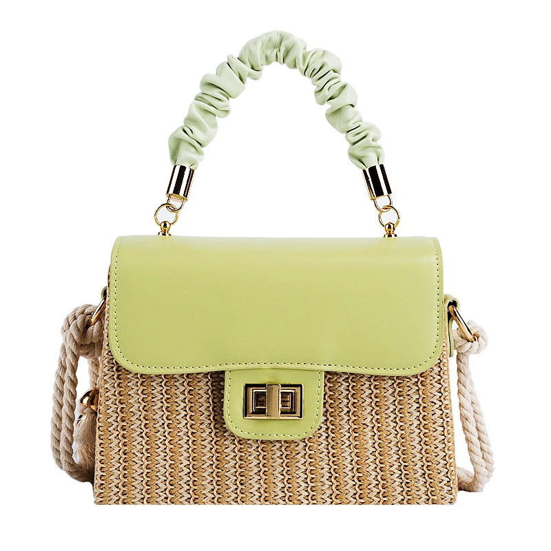 Bolsa de Praia de Palha com Alça Plissada - La Rosa