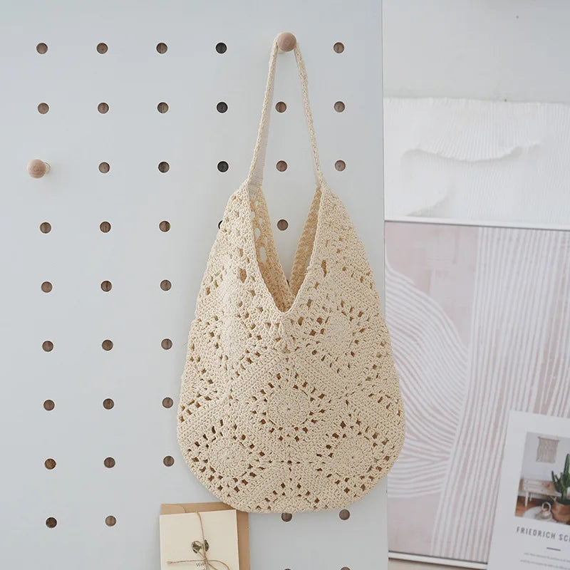 Bolsa de Crochê Boho com Flor Vazada - Verão La Rosa