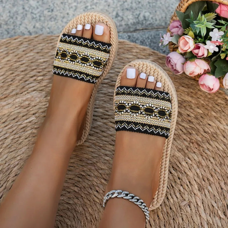 Chinelo Feminino Boho com Borlas – Rasteira para Praia