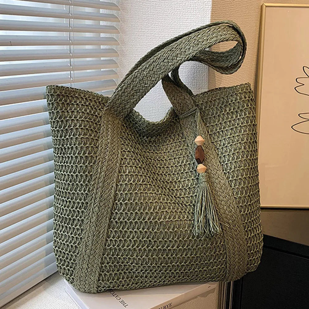 Bolsa de palha tramada  para o verão la rosa
